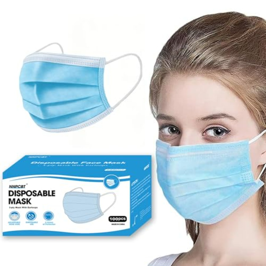 Disposable Mask Blue - Blue Disposable Face Masks 100 Pack,