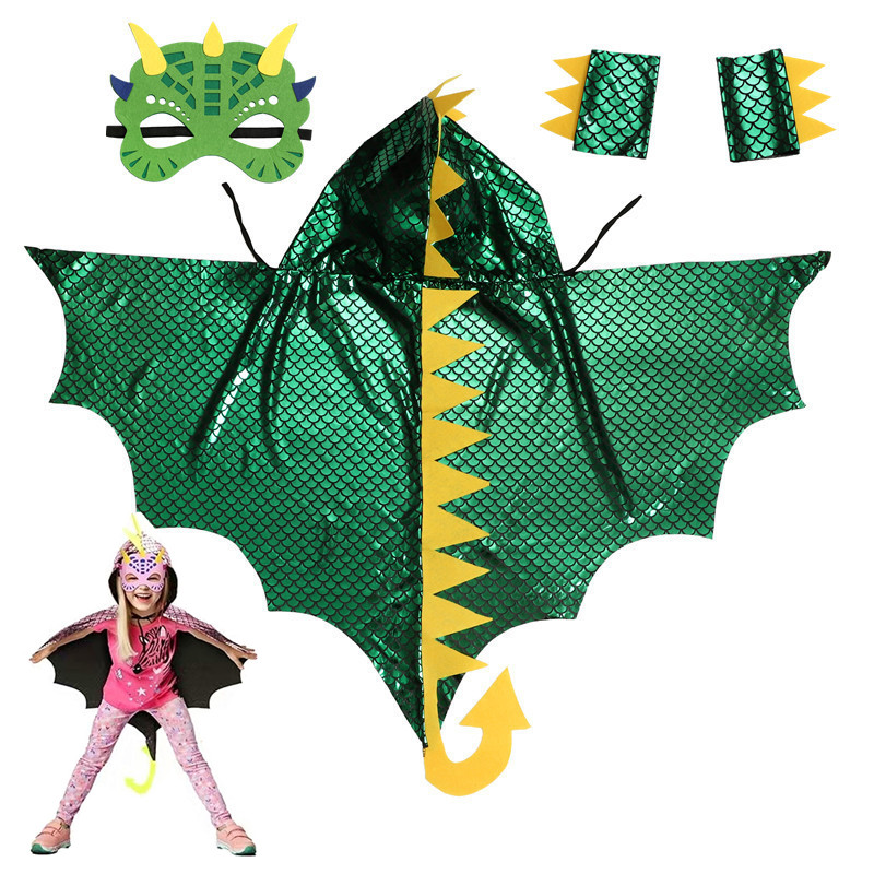 Child Green Dinosaur Cloak wit - Kids Face Mask reseña y precio
