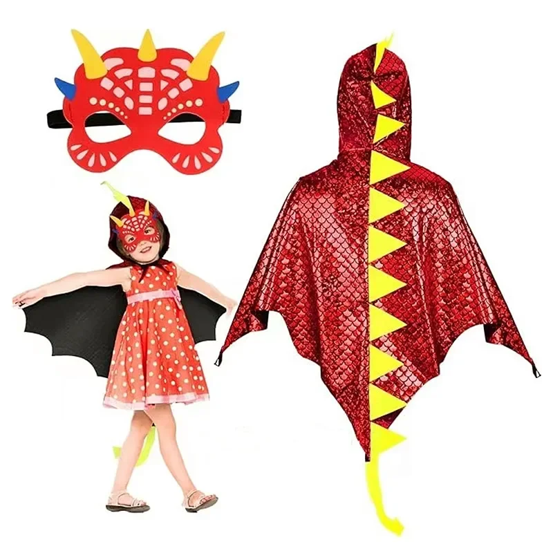 Child Green Dinosaur Cloak wit - Kids Face Mask reseña y precio