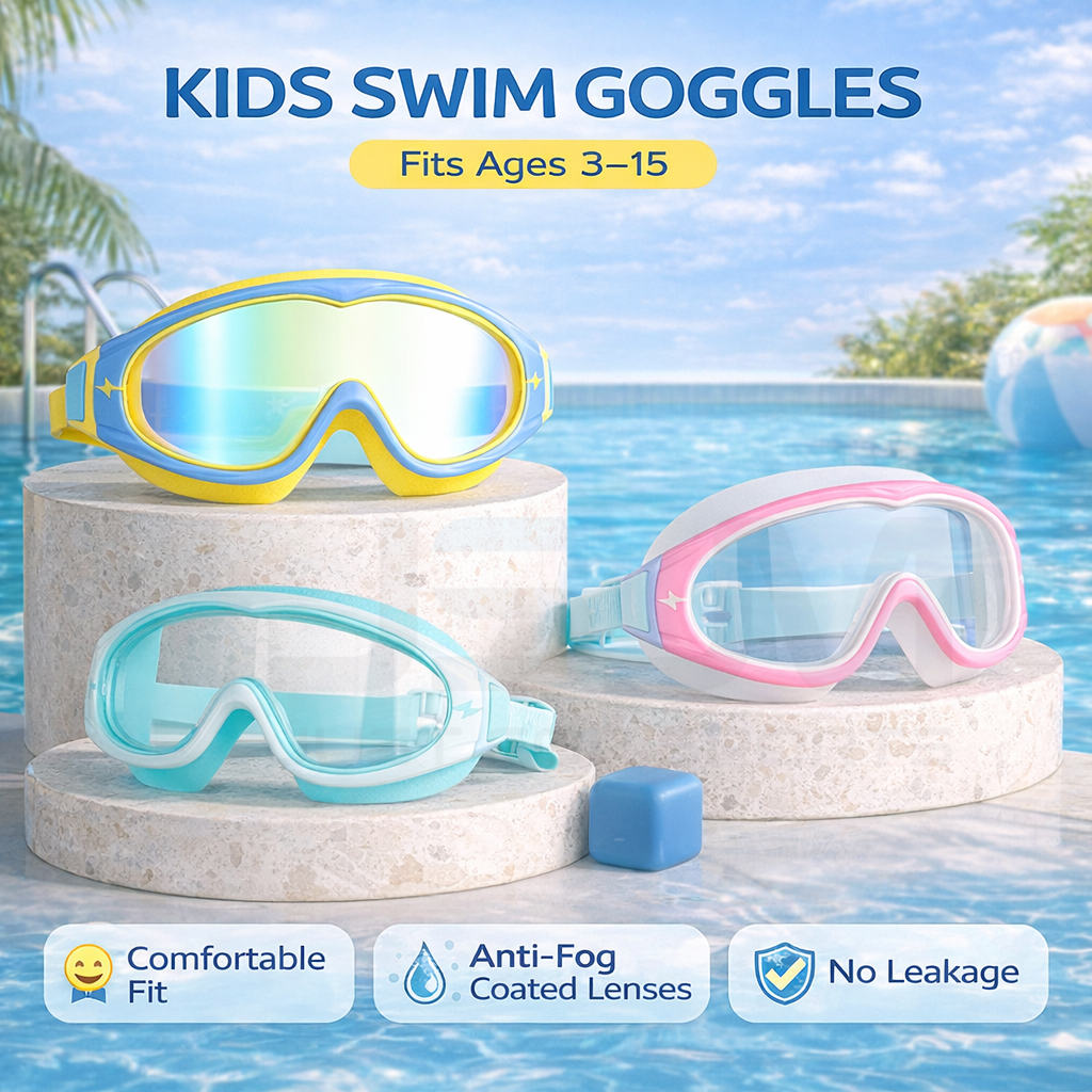 JSJM Kids Swimming Goggles Big - Silicone Mask Bracket reseña y precio