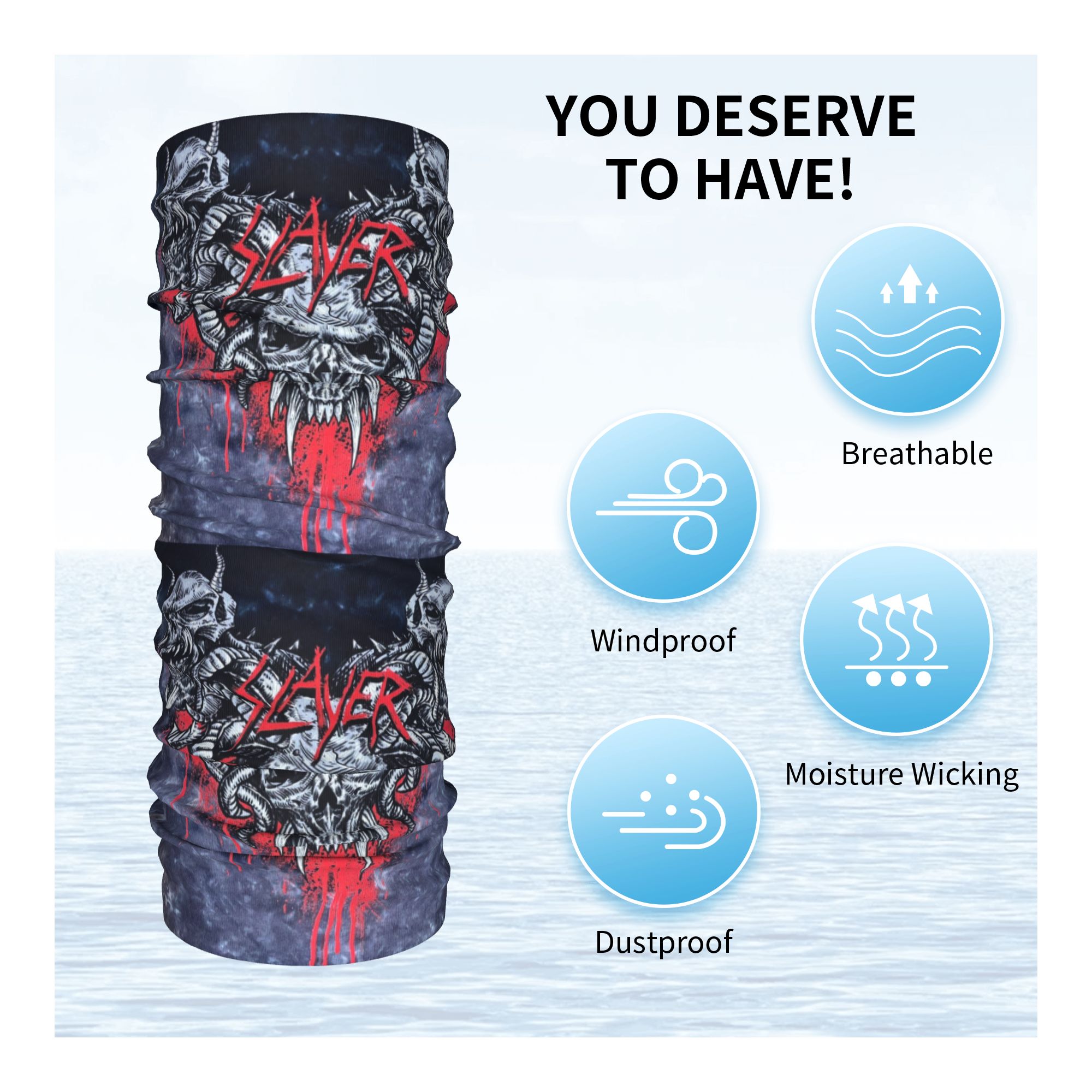 Custom Heavy Metal Rock  Slaye - Neck Gaiter Face Cover reseña y precio