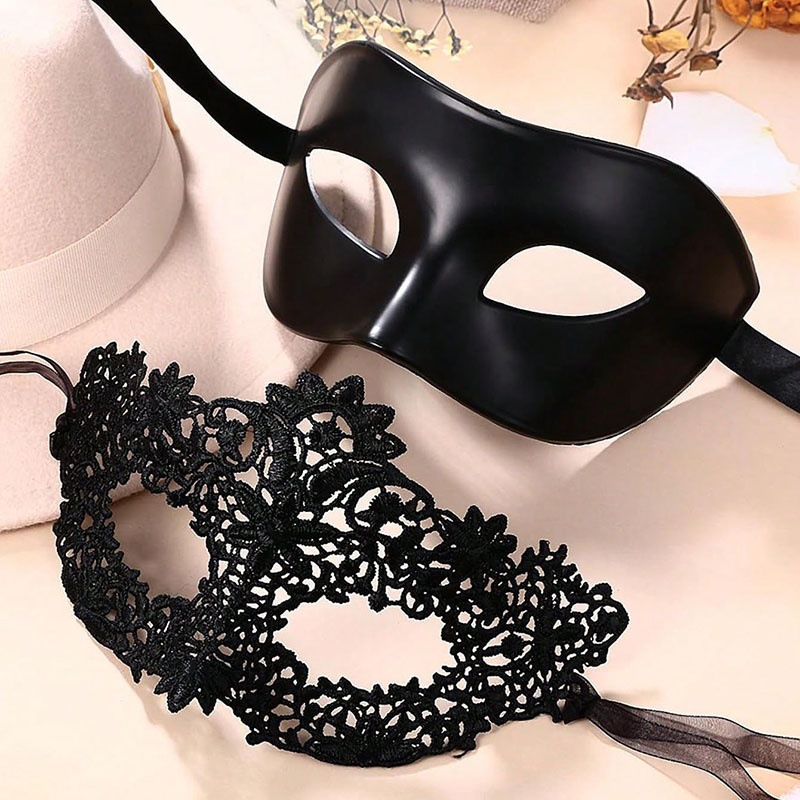 2pcs Elegant Black Lace Masque - Black Face Mask Pack reseña y precio