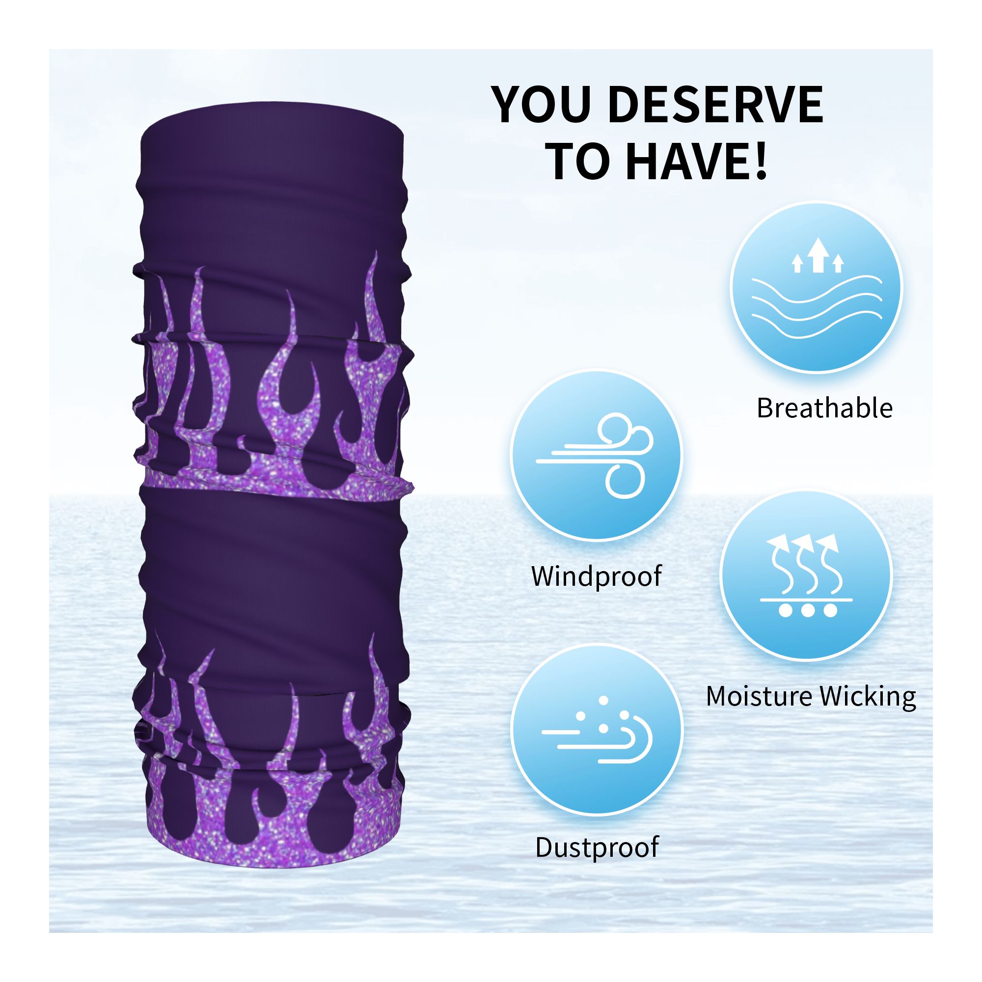 Custom Purple Glitter Flames B - Neck Gaiter Face Cover reseña y precio