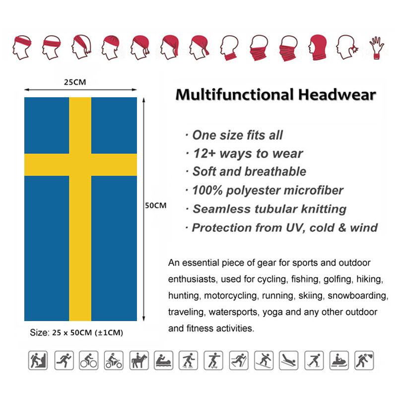 Sweden Flag Printed Bandana He - Neck Gaiter Face Cover reseña y precio