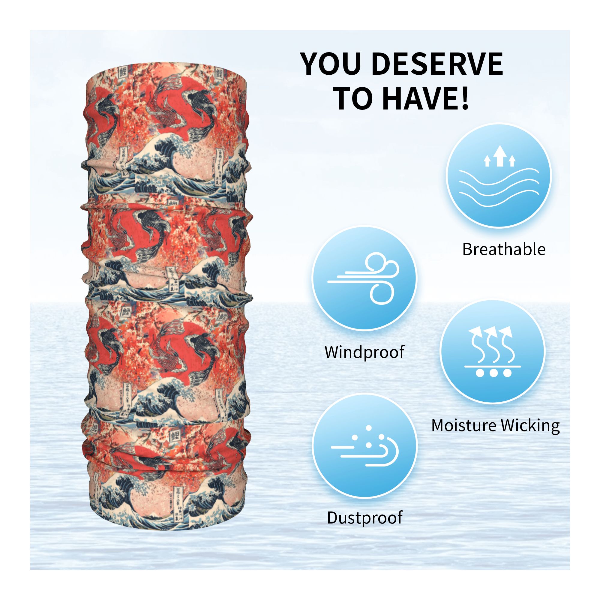 Koi Fish and Great Wave off Ka - Sports Mask Breathable reseña y precio