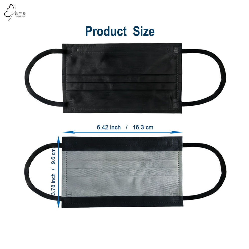 Happy Breathe 3-Layer Disposab - Black Face Mask Pack reseña y precio