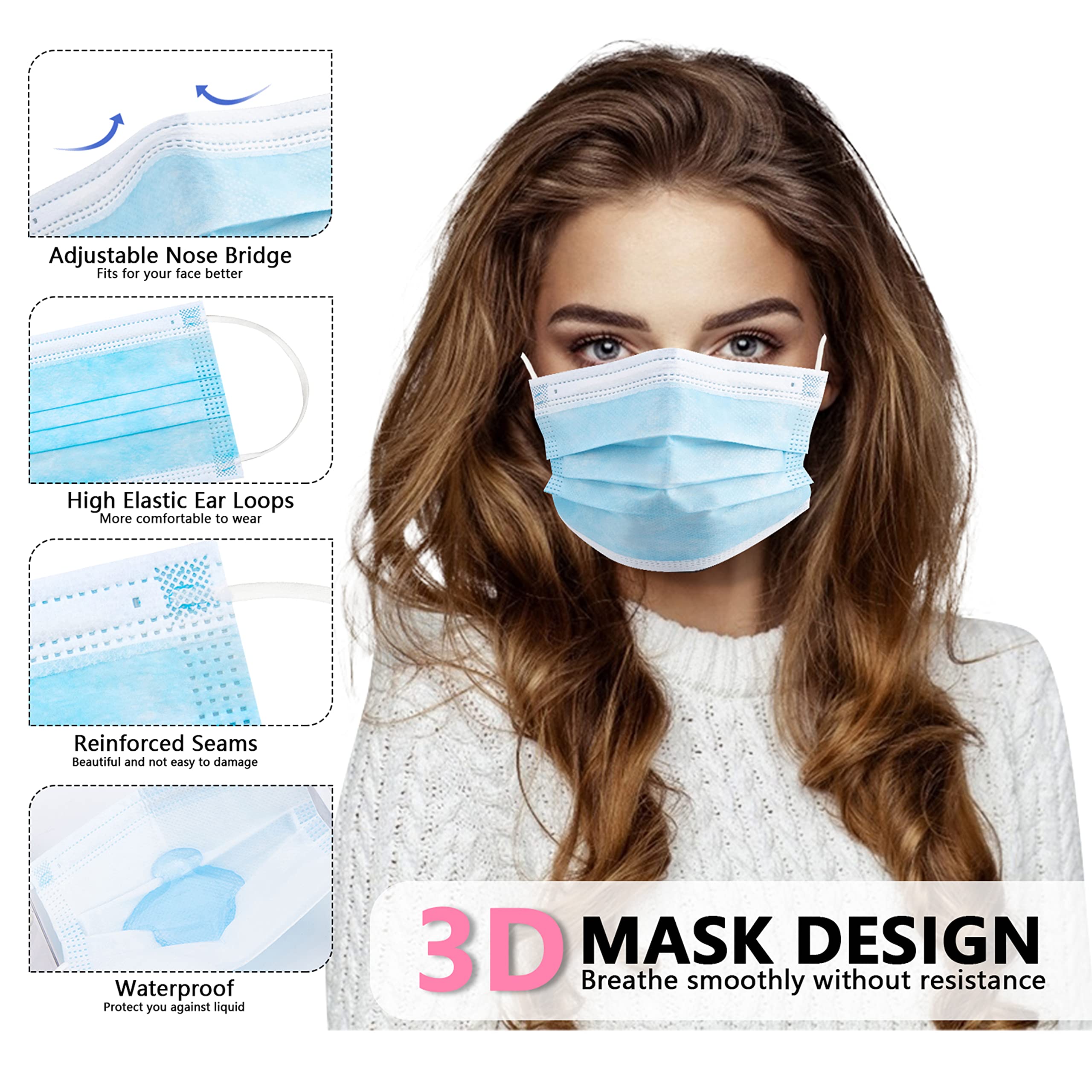 50/100 PCS Box Blue Face Masks - Disposable Mask Blue reseña y precio