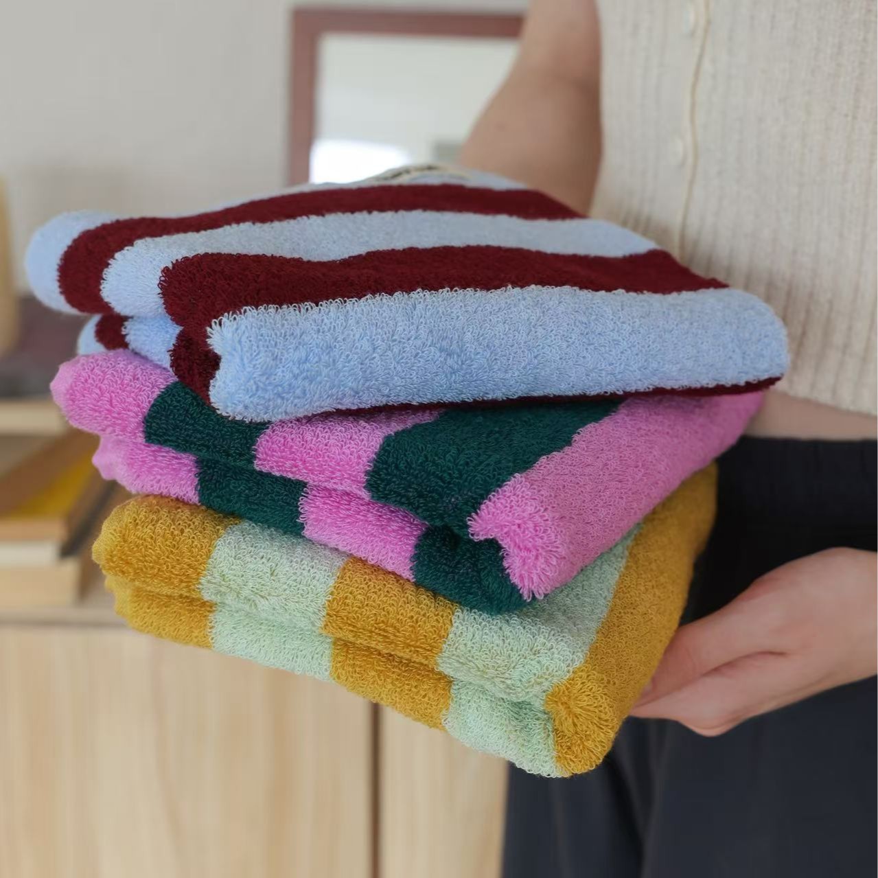 Retro Striped Pure Cotton Towe - Cloth Face Mask Washable reseña y precio